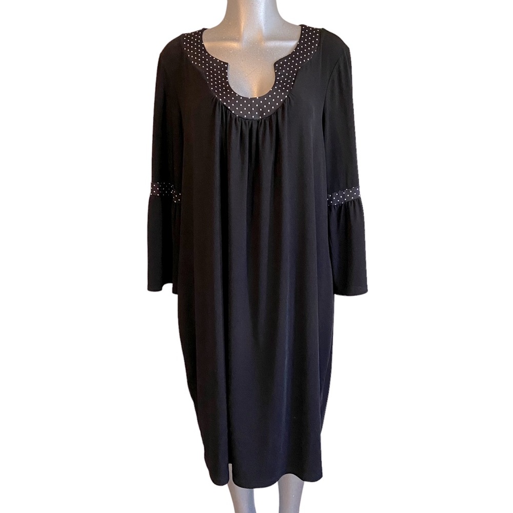 Lane Bryant Shift Dress Scoop Neck Minimalist Polka-dot Trim Monochrome 3X 26/28